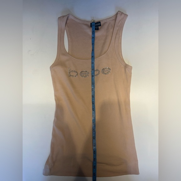 Bebe Beige Tank Top with Rhinestone Logo - Picture 3 of 4